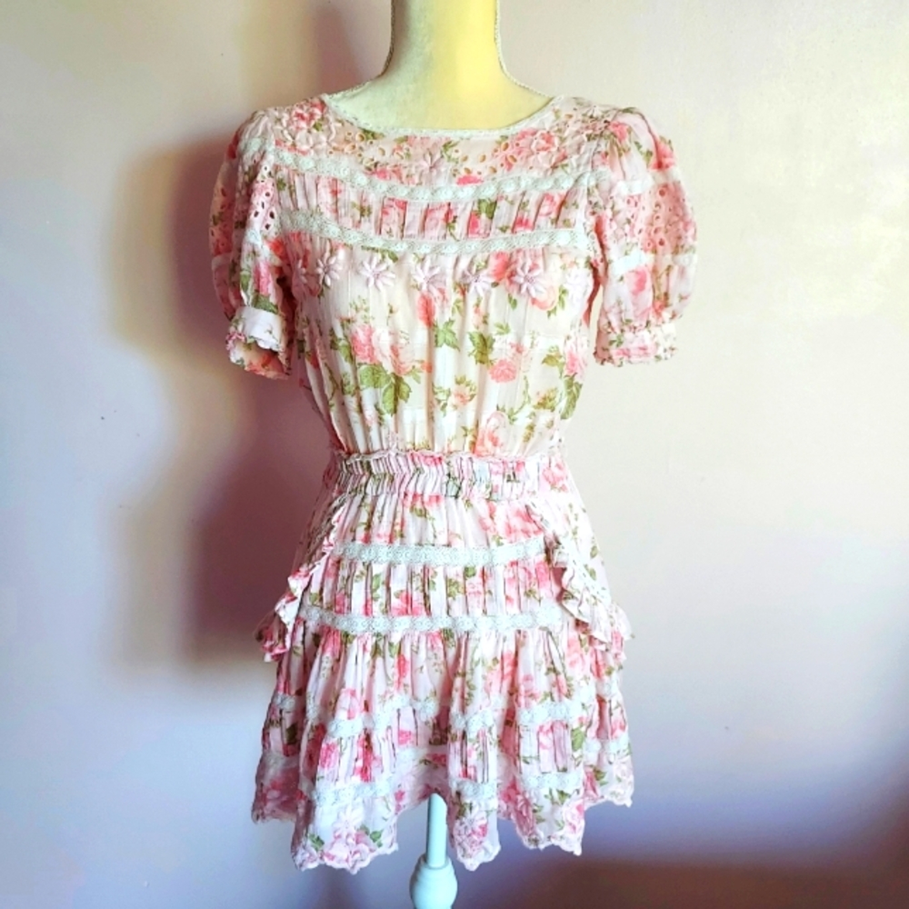 Loveshackfancy Augustine dress in Pink Painted Fence
